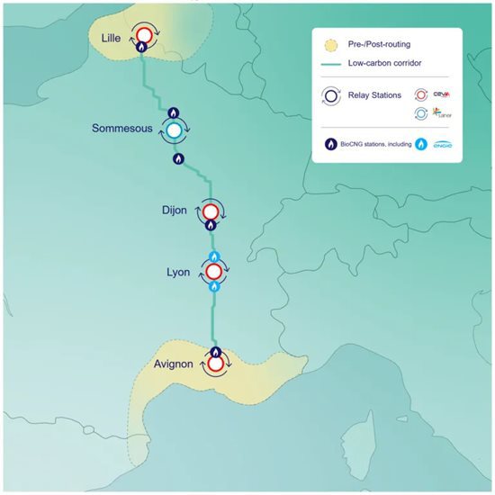 The Avignon-Lille HGV charging network is complete with a new motorway station